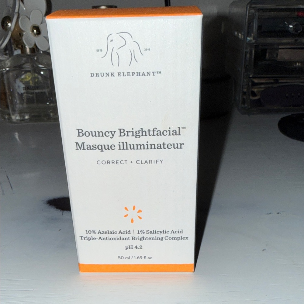 Drunk Elephant Bouncy Brightfacial Masque - White and Orange Packaging